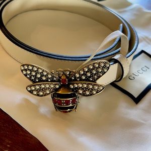 Gucci Margaret Bee belt - ivory leather size 80/32